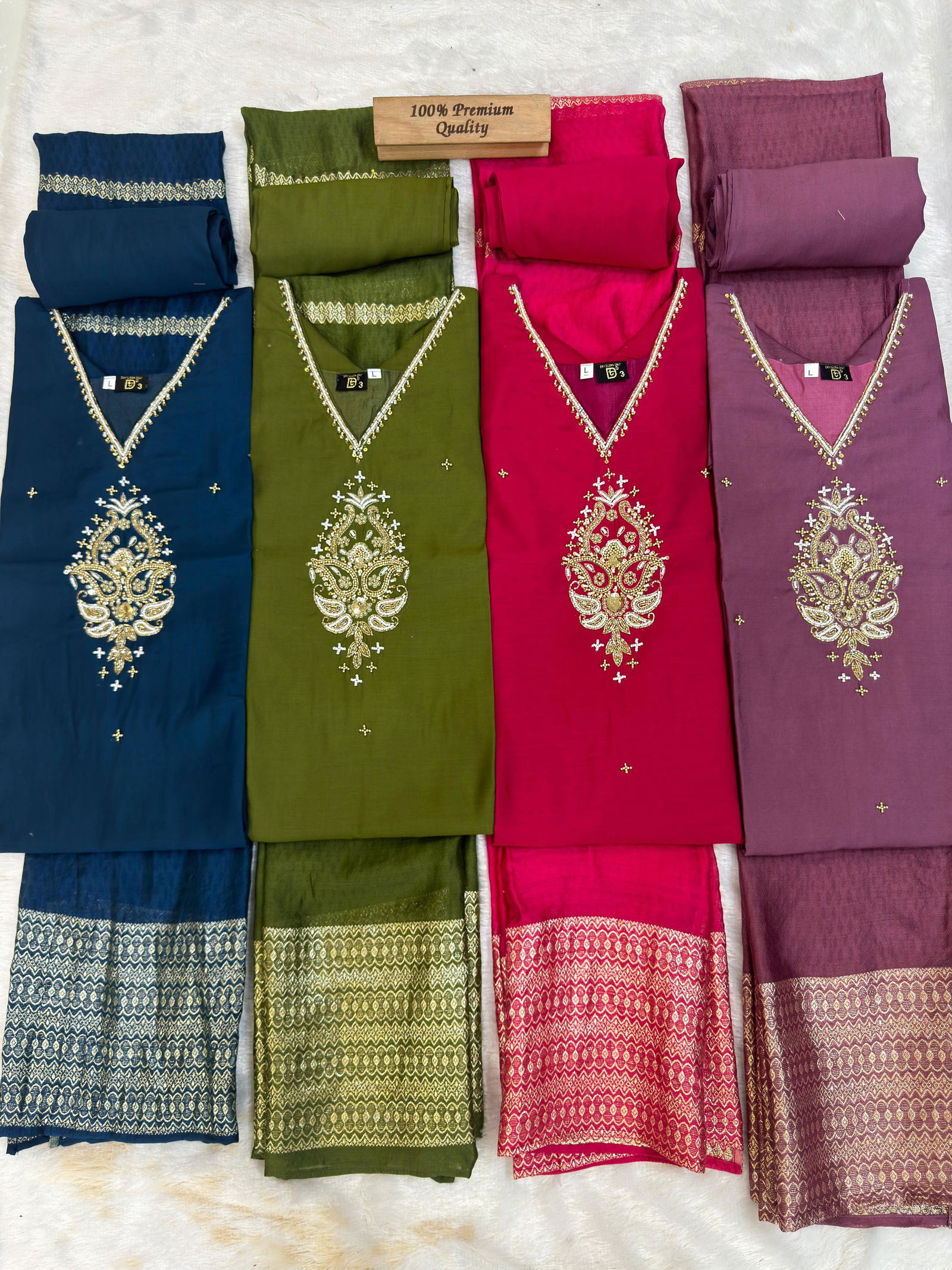 TDG Roman Silk Hand Work Designer Kurti With Bottom Dupatta Wholesalers In Delhi
